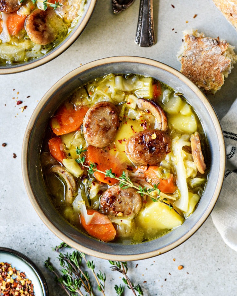 Chicken Sausage and Cabbage Soup