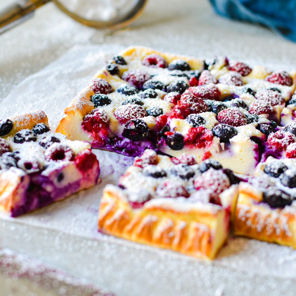 Easy Crustless Yogurt Cheesecake Bars with Berries
