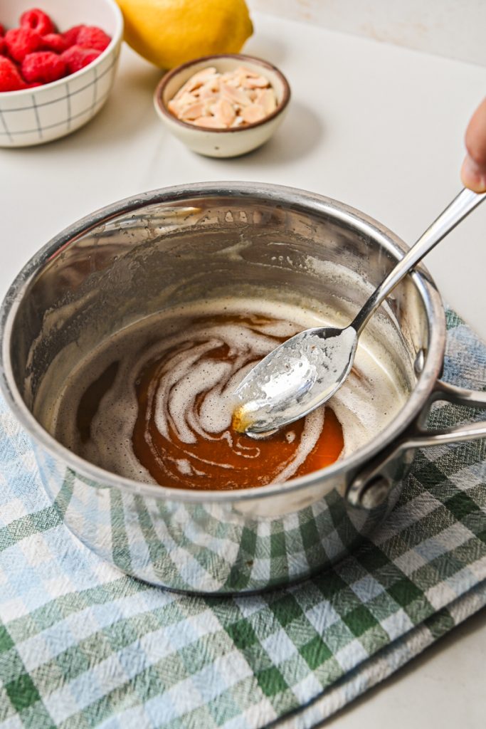 Brown butter in a saucepan.