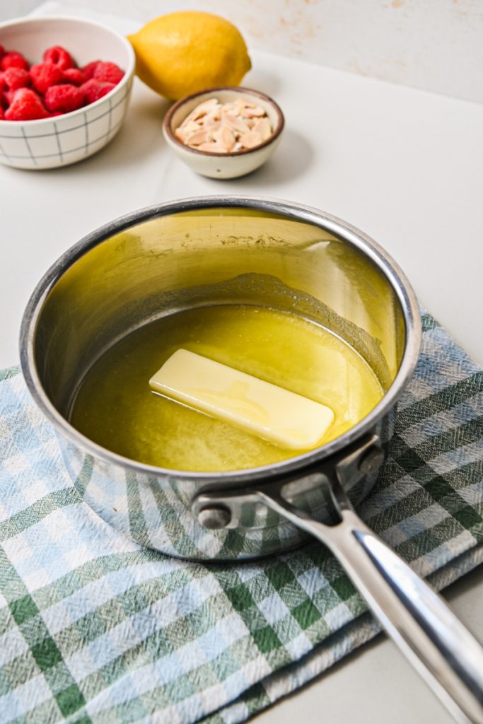 Butter melting in a saucepan.