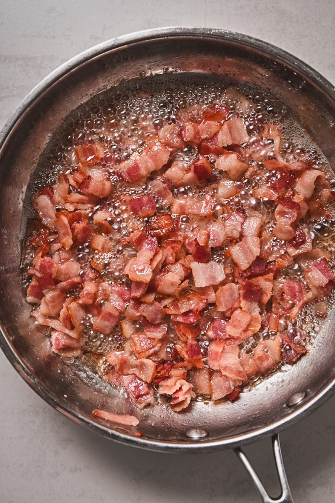 Image of sauteing bacon in a skillet